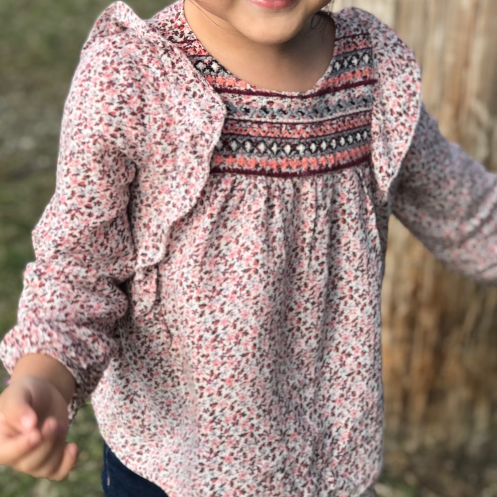Zara Toddler Girl Floral Boho Long Sleeve Top
